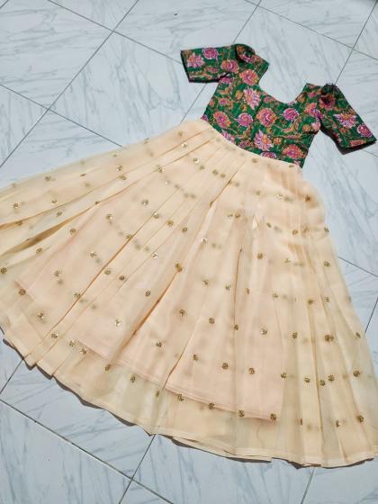 SUMMER GOWN Georgette silk cream Affordable children clothing in Kolkata